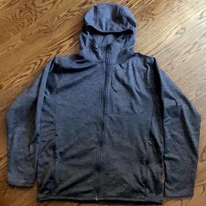 THE NORTH FACE Mens Grey Full Zip Fleece Lined Hoodie Zipper Pockets Size LARGE